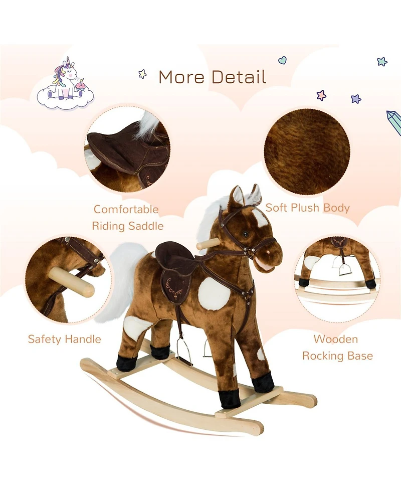 Yobtop Metal Plush Interactive Rocking Horse, 110 lb. Capacity, Ages 3+