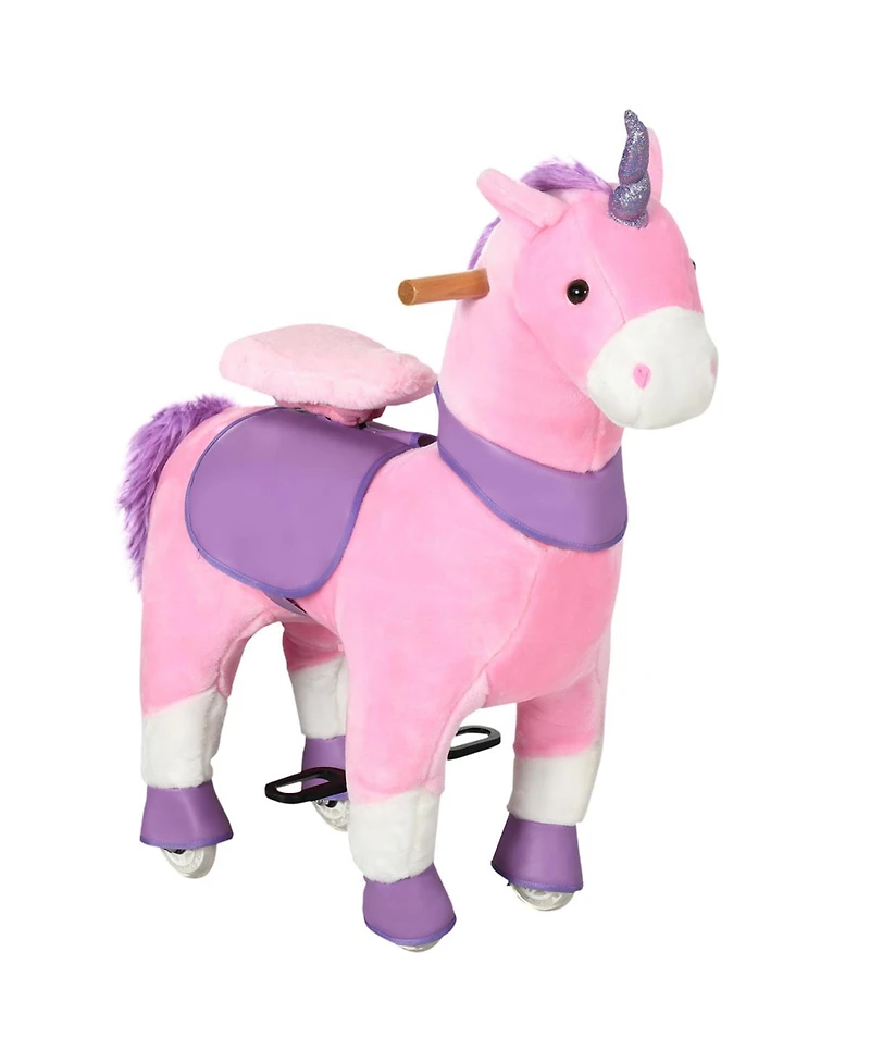 Yobtop Walking Plush Unicorn Ride-On Rocking Horse, 176 lbs Capacity, Ages 3+