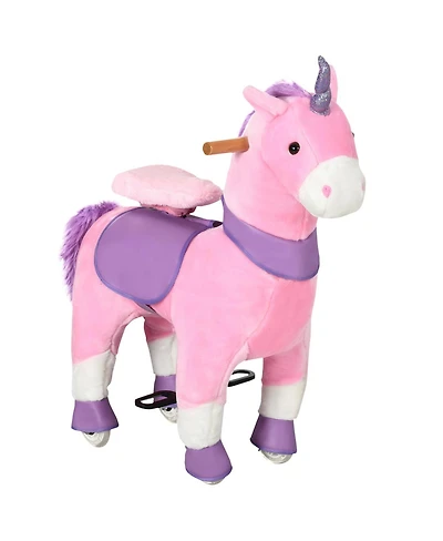 Yobtop Walking Plush Unicorn Ride-On Rocking Horse, 176 lbs Capacity, Ages 3+