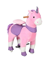 Yobtop Walking Plush Unicorn Ride-On Rocking Horse, 176 lbs Capacity, Ages 3+