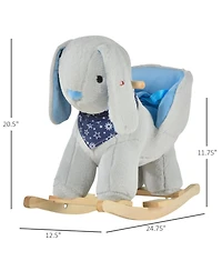 Yobtop Kids Ride-On Rocking Horse Toy Bunny Rocker with Fun Play Music, Soft Plush Fabric, Sturdy Wood Base, for Children