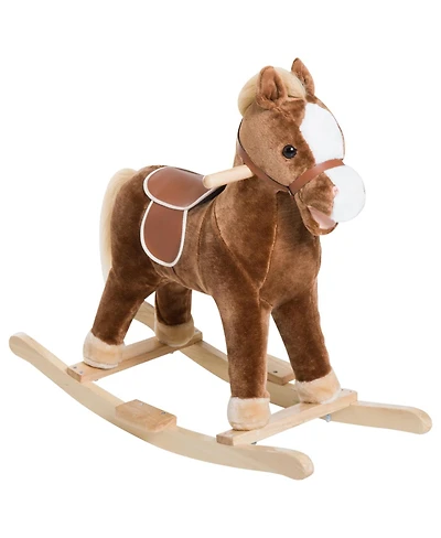 Yobtop Kids Ride-On Plush Rocking Horse with Realistic Sounds, Ages 3+
