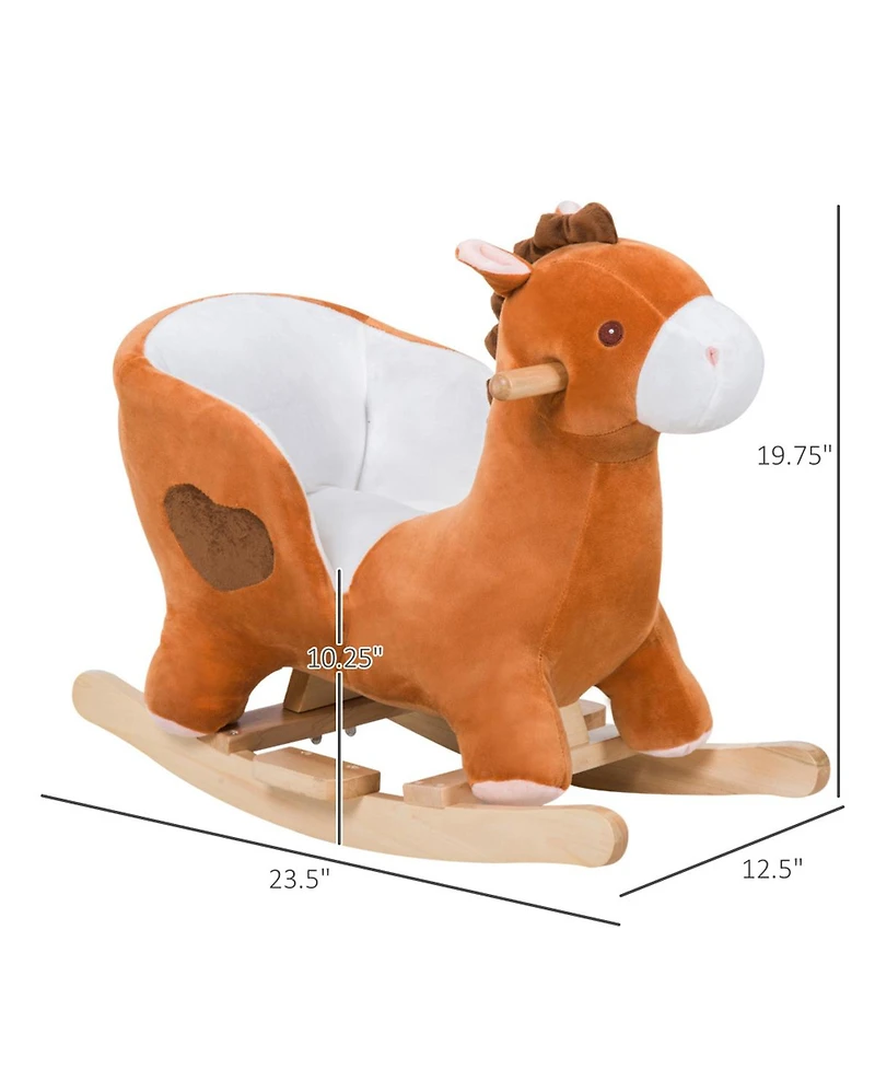 Yobtop Plush Wooden Musical Rocking Horse, Ages 18 Months+