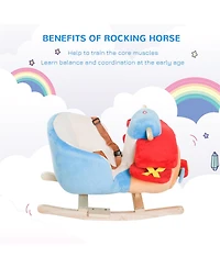 Yobtop Kids Wooden Plush Airplane Rocking Chair with Lullaby, Ages 18 Months+