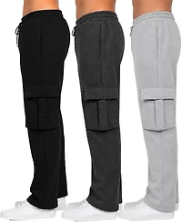 Blue Ice Women's Loose-Fit Cargo Fleece-Lined Jogger Sweatpants, 3-Pack
