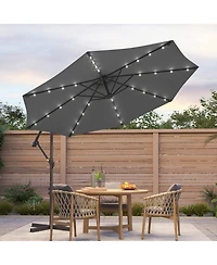 Sonkuki 10feet Patio Offset Led Umbrella Outdoor Hanging Umbrellas with Solar Lights and Angle Adjustment