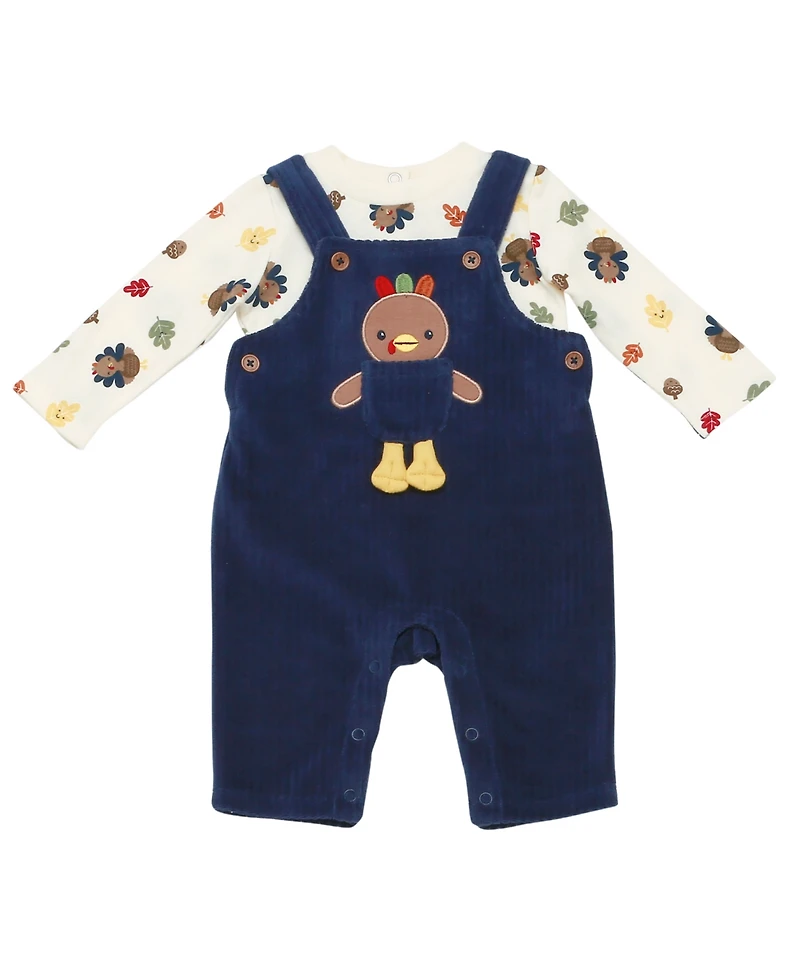 Rashti & Baby Boys' Turkey Print Top and Overall, 2-Piece Set