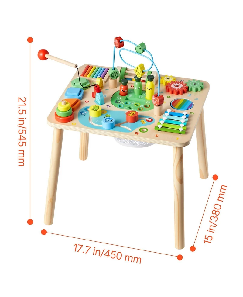 Sugift 13-in-1 Wooden Montessori Activity Table Develops Fine Motor Skills, Ages 6+ Months
