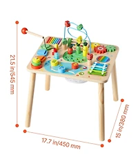 Sugift 13-in-1 Wooden Montessori Activity Table Develops Fine Motor Skills, Ages 6+ Months