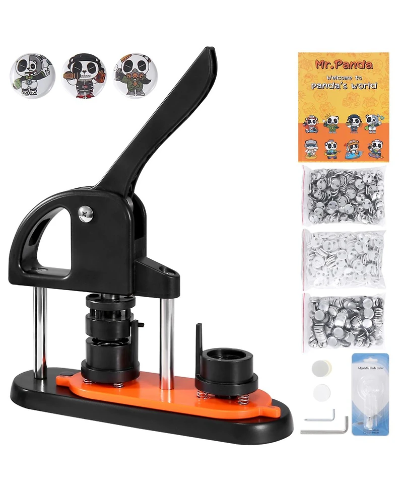 Yobtop Button Maker Machine 25mm Pin Press Kit with 500pcs Parts, Ergonomic Arc Handle, Diy Badge Maker for Kids