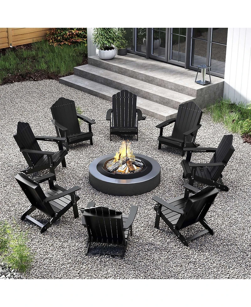 Gymax 2PCS Patio Folding Adirondack Chair Weather Resistant Cup Holder Yard