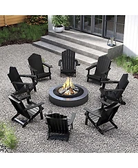 Gymax 2PCS Patio Folding Adirondack Chair Weather Resistant Cup Holder Yard