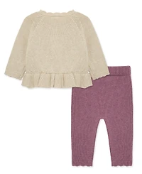 Little Me Baby Girls' Flower Sweater and Pants, 2-Piece Set