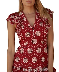 Mint Velvet Women's Cotton Broderie Drop Waist Midi Dress