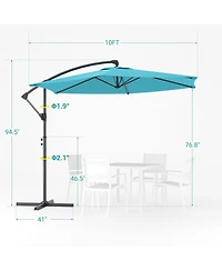 Sonkuki 10 Feet Outdoor Patio Hanging Offset Cantilever Umbrella, Cantilever Umbrella with Cross Base