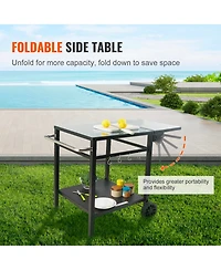 Vevor Outdoor Grill Dining Cart Double-Shelf Bbq Movable Food Prep Trolley Patio