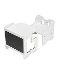 Slickblue 3 in 1 Montessori Toddler Table and Chair Set with Adjustable Height and Chalkboard for Learning and Play