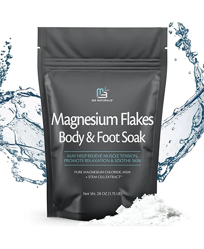 M3 Magnesium Bath Soak with Dead Sea Salt and Msm Fragrance-Free Body and Foot Soak Magnesium Flakes
