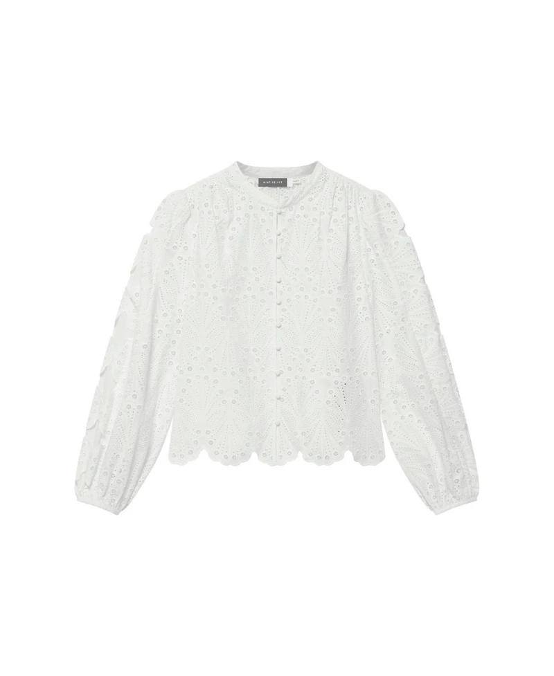 Mint Velvet Women's Cotton Broderie Detail Blouse