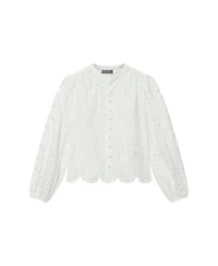 Mint Velvet Women's Cotton Broderie Detail Blouse