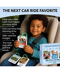 Quokka 225 Toddler First Sentence Flash Cards with Rings - Realistic Learning Cards for Ages 1 - 3 - Family, Daily Routine and Everyday Phrases
