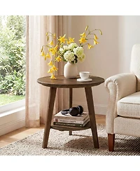 Tribesigns Round Side Table with Storage Shelf