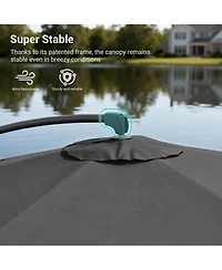 Sonkuki 10 Feet Outdoor Patio Hanging Offset Cantilever Umbrella, Umbrella with Cross Base