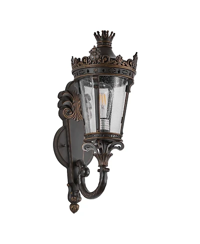 Asagikoiai 21" Vintage Outdoor Wall Lantern, Antique Bronze Exterior Porch Light