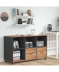 Tribesigns 47" Mobile File Cabinet with 2 Drawers and Shelves