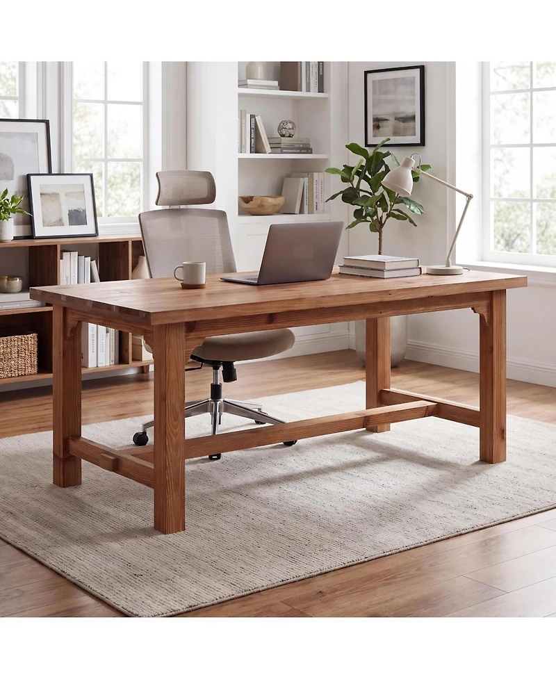 Tribesigns 63" Solid Wood Executive Desk with Foot Bar