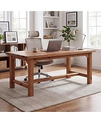 Tribesigns 63" Solid Wood Executive Desk with Foot Bar