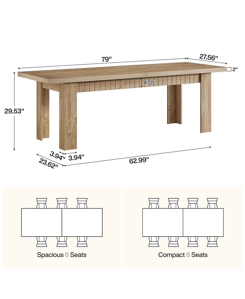 Tribesigns 79 Inch Wood Dining Table for 6-8 People, Extra Long Kitchen