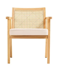 Slickblue Mid Century Rattan Accent Chair with Upholstered Seat