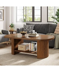 Tribesigns Oval Coffee Table with Storage Shelf