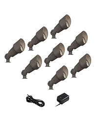 John Timberland Hooded 7 1/2" High Traditional 10-Piece Outdoor Landscape Spot Light Set Porch House Led Bulb Brown Bronze Finish