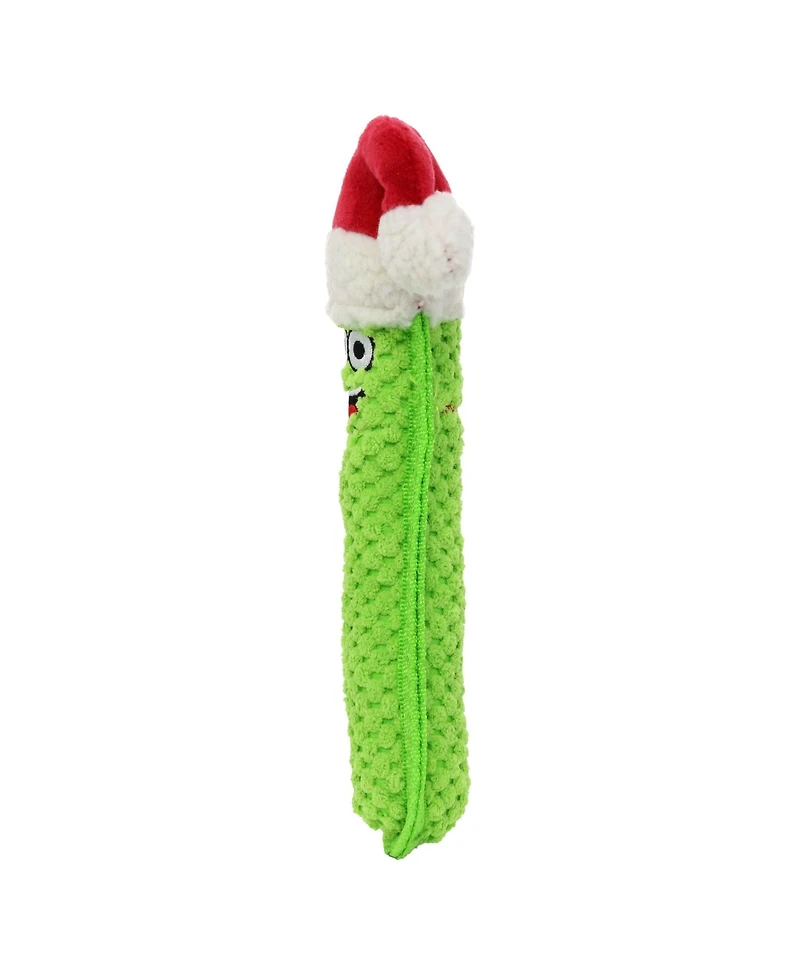 Tuffy Funny Food Holiday Pickle with Santa Hat 2 Pack, Durable Plush Squeaky Dog Toy