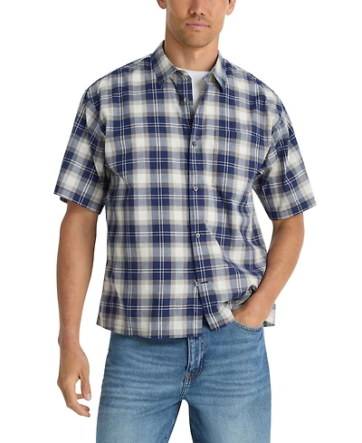 Nautica Men's Cotton Plaid Short-Sleeve Shirt