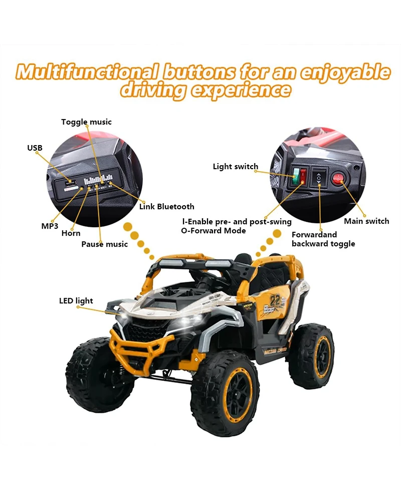 Yobtop Ride-On Truck with Remote Control, 2-Seater, 12V, Ages 3+
