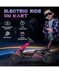 Yobtop 12V Electric Go Kart with Rechargeable Forward/Backward Drive Ride-On Toy, 66 lb Capacity, Ages 3-8