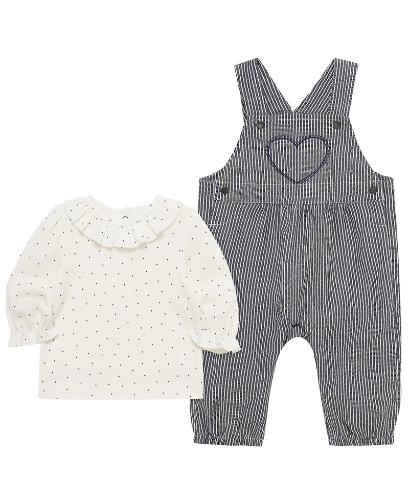 Little Me Baby Girls' Heart Top and Overall, 2-Piece set