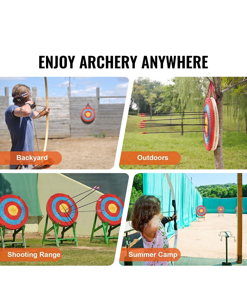 Sevorley Traditional Straw Archery Target, 20-Inch 3-Layer Round Target with Carry Rope