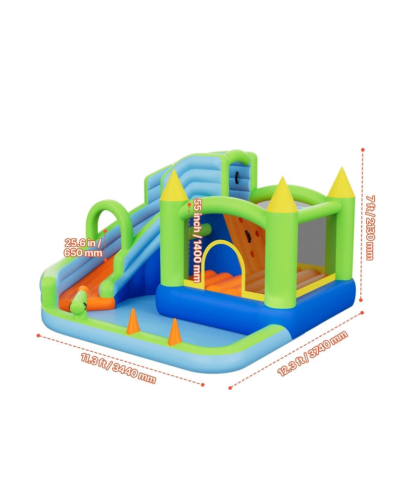 Sevorley Inflatable Water Slide Bounce House with Splash Pool and Basketball Hoop