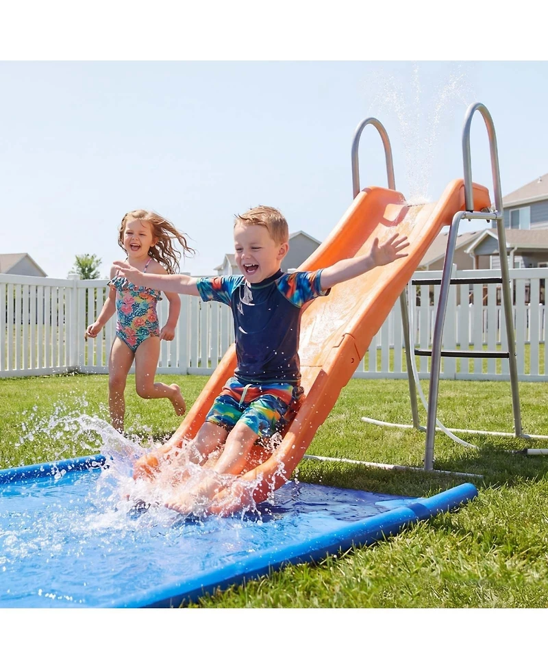 Sevorley Kids Water Slide with Adjustable Sprinkler and Ground Tarp for Backyard
