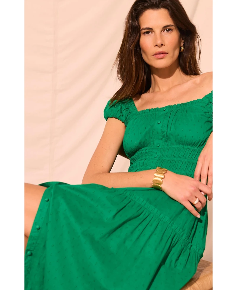 Mint Velvet Women's Cotton Scoop Neck Midi Dress