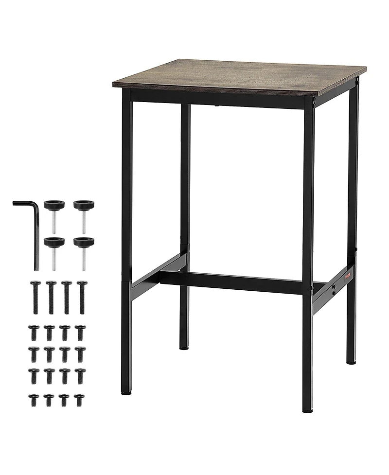 Slickblue Square High Top Bar Table with Metal Frame for Kitchen Dining