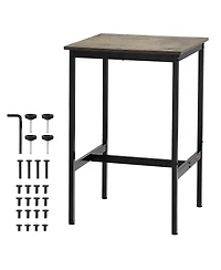 Slickblue Square High Top Bar Table with Metal Frame for Kitchen Dining