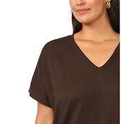 Vince Camuto Plus V-Neck Short-Sleeve Boxy Sweater