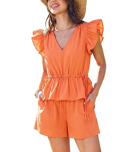 Cupshe Women's V-Neck Peplum Top Short Set
