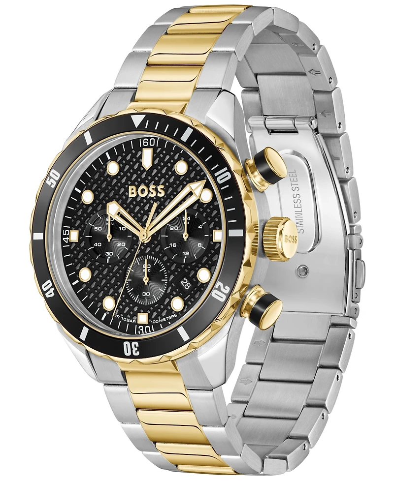 Hugo Boss Men's Boss Chronomatix Quartz Chrono Stainless Steel Watch & Ionic Plated Thin Gold Steel Watch 44mm