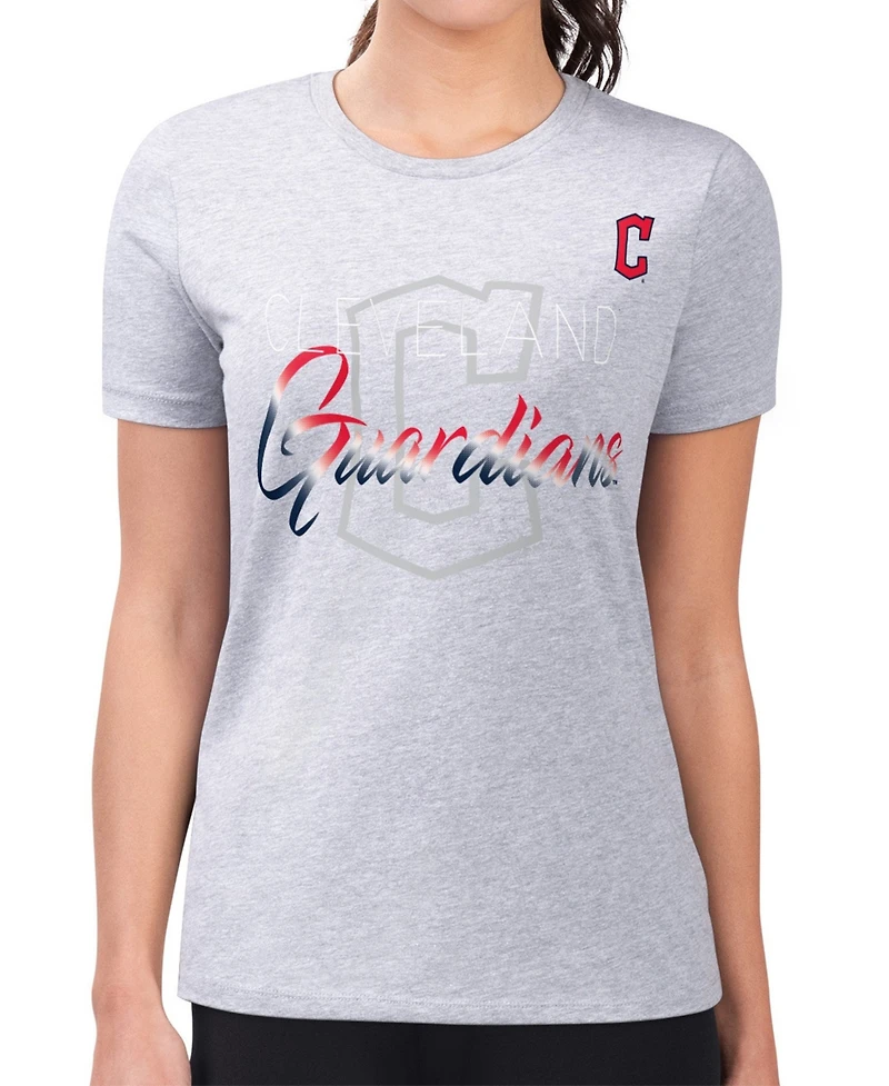 G-iii 4Her by Carl Banks Women's Cleveland Guardians Shadow Logo Super-Slim Fit Graphic Short-Sleeve T-Shirt